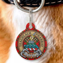 Clan Morrison Crest over Red Tartan Pet ID Tag