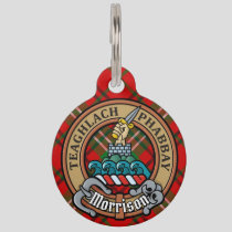 Clan Morrison Crest over Red Tartan Pet ID Tag