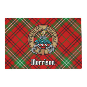 Clan Morrison Crest over Red Tartan Placemat