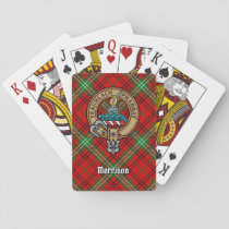 Clan Morrison Crest over Red Tartan Playing Cards