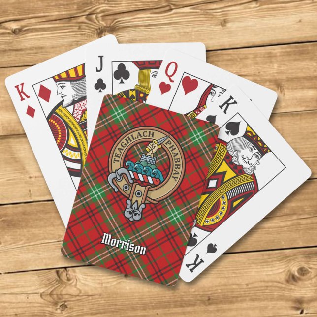 Clan Morrison Crest over Red Tartan Playing Cards (Creator Uploaded)