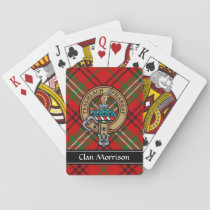 Clan Morrison Crest over Red Tartan Playing Cards