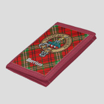 Clan Morrison Crest over Red Tartan Trifold Wallet