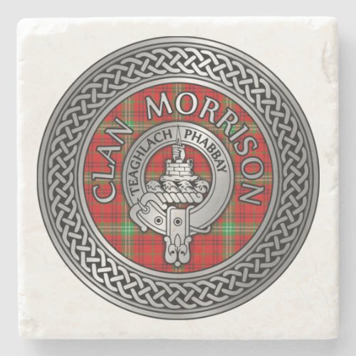 Clan Morrison Crest  Tartan Knot Stone Coaster