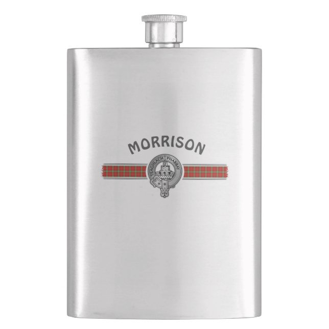 Clan Morrison (Edit) Crest & Tartan Flask (Front)