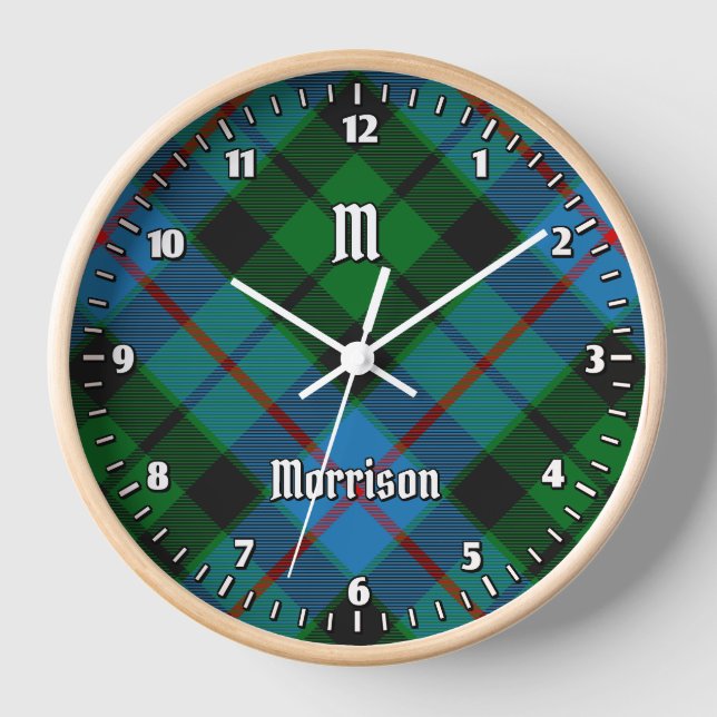 Clan Morrison Hunting Tartan Large Clock (Front)