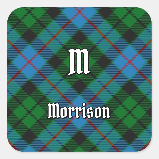 Clan Morrison Hunting Tartan Square Sticker (Front)