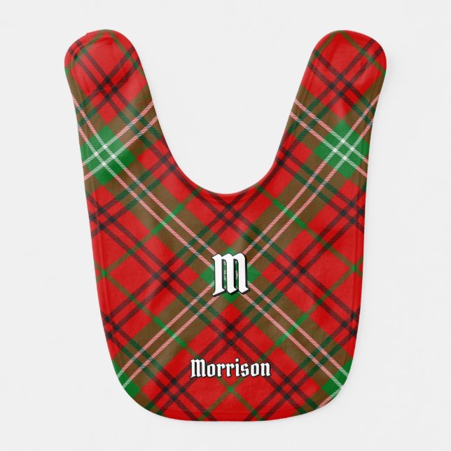 Clan Morrison Red Tartan Baby Bib (Front)