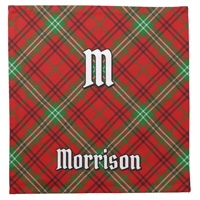 Clan Morrison Red Tartan Cloth Napkin (Front)