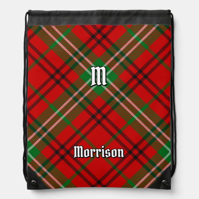 Clan Morrison Red Tartan Drawstring Bag (Front)