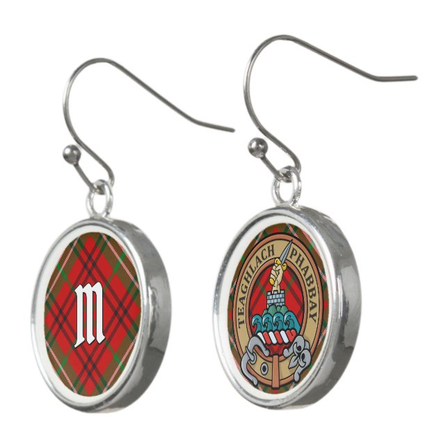 Clan Morrison Red Tartan Earrings (Angled)