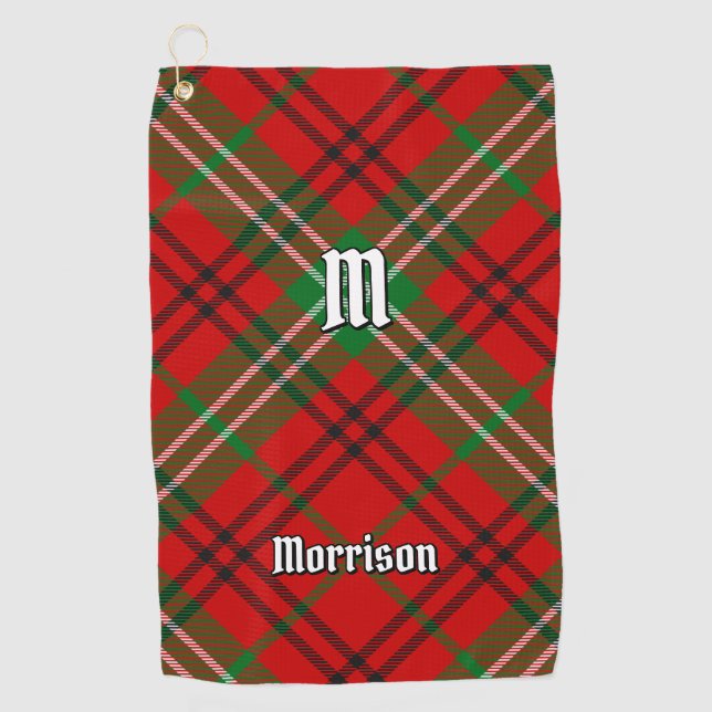 Clan Morrison Red Tartan Golf Towel (Front)