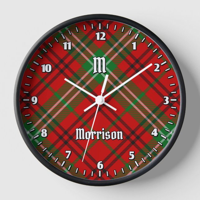 Clan Morrison Red Tartan Large Clock (Front)