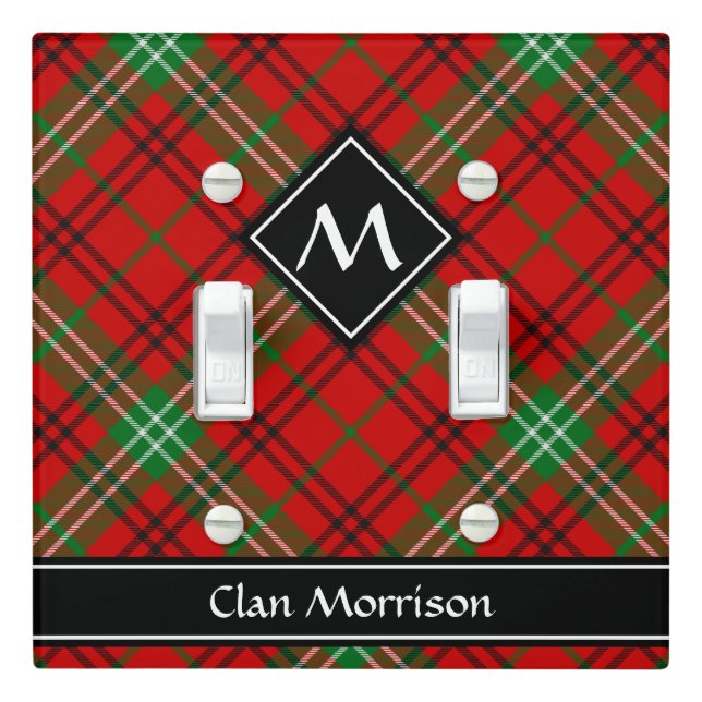 Clan Morrison Red Tartan Light Switch Cover (In Situ)