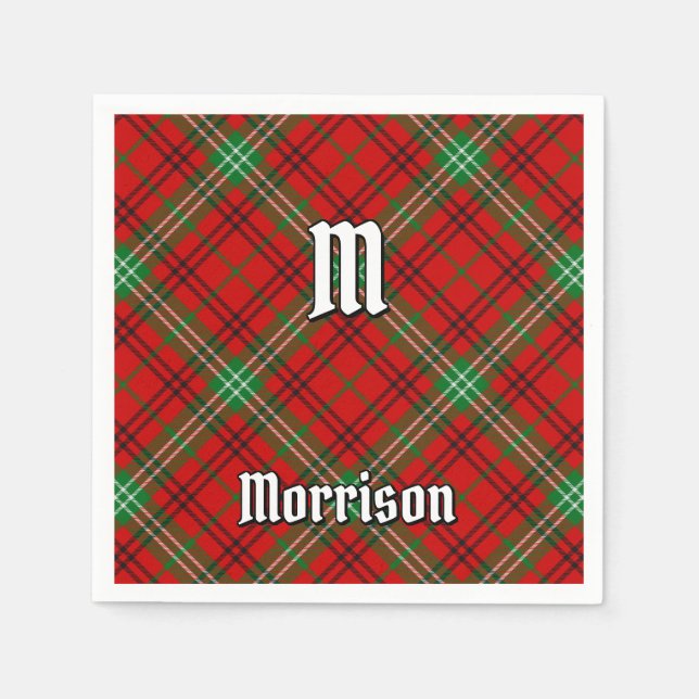 Clan Morrison Red Tartan Napkins (Front)