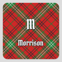 Clan Morrison Red Tartan Square Sticker