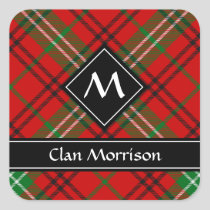Clan Morrison Red Tartan Square Sticker