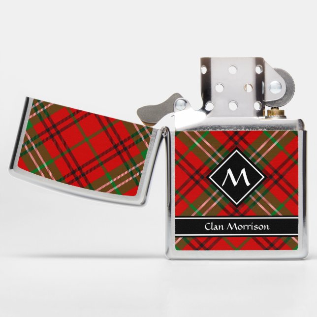 Clan Morrison Red Tartan Zippo Lighter (Opened)