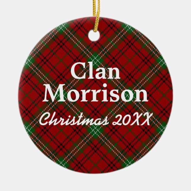 Clan Morrison Scottish Tartan Ceramic Ornament (Front)