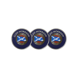 Clan Morrison Tartan Knot & Flag Golf Ball Marker