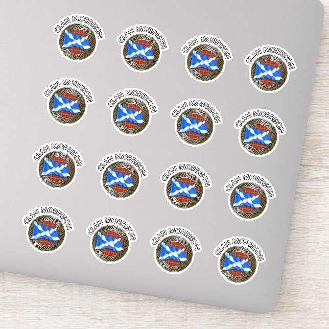 Clan Morrison Tartan Knot & Flag Sticker (Detail)