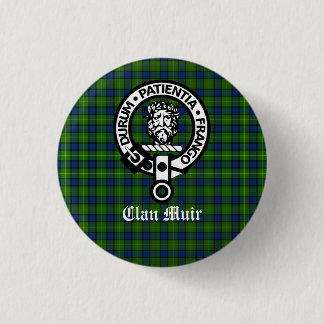 Clan Muir Crest Badge and Tartan Button