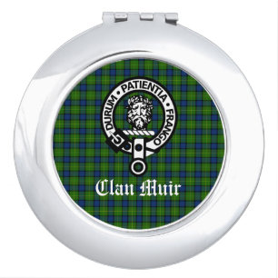 Clan Muir Crest Badge and Tartan Compact Mirror
