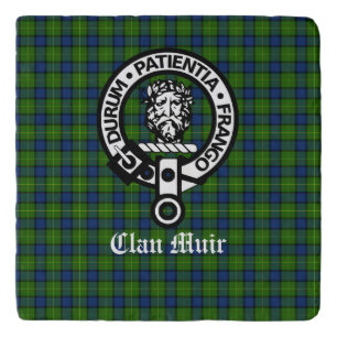 Clan Muir Crest Badge and Tartan Trivet
