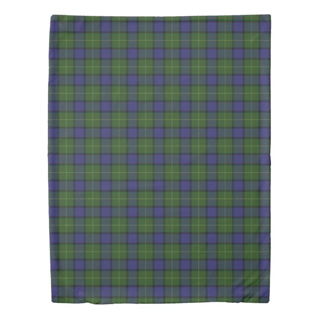 Clan Muir Scottish Accents Green Blue Tartan Duvet Cover (Front)