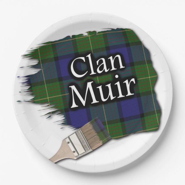 Clan Muir Scottish Tartan Paint Brush Paper Plates (Front)