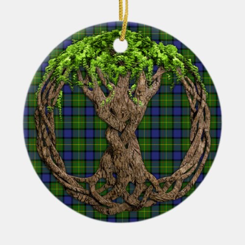 Clan Muir Tartan And Celtic Tree Of Life Ceramic Ornament