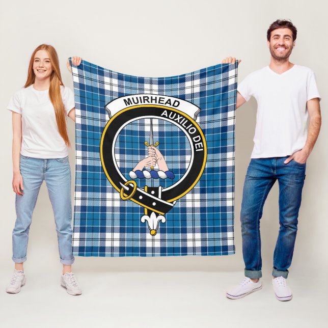 Clan Muirhead Blue Tartan Plaid Fleece Blanket (In Situ)