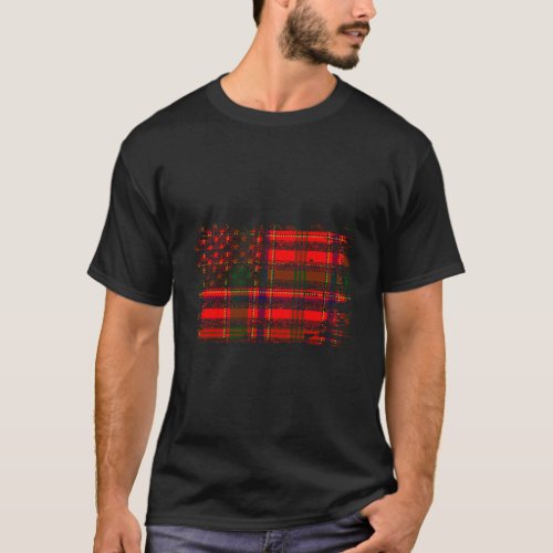 Clan Munro American Flag Scottish Tartan T_Shirt