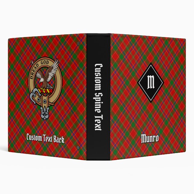 Clan Munro Crest over Tartan 3 Ring Binder (Background)