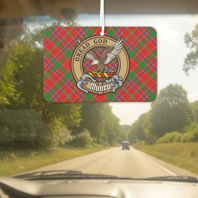 Clan Munro Crest over Tartan Air Freshener (Creator Uploaded)