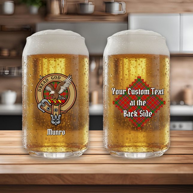 Clan Munro Crest over Tartan Can Glass (Creator Uploaded)