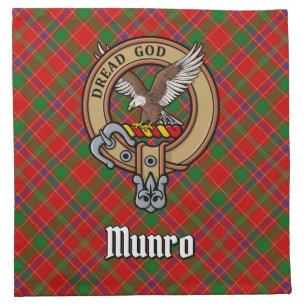 Clan Munro Crest over Tartan Cloth Napkin