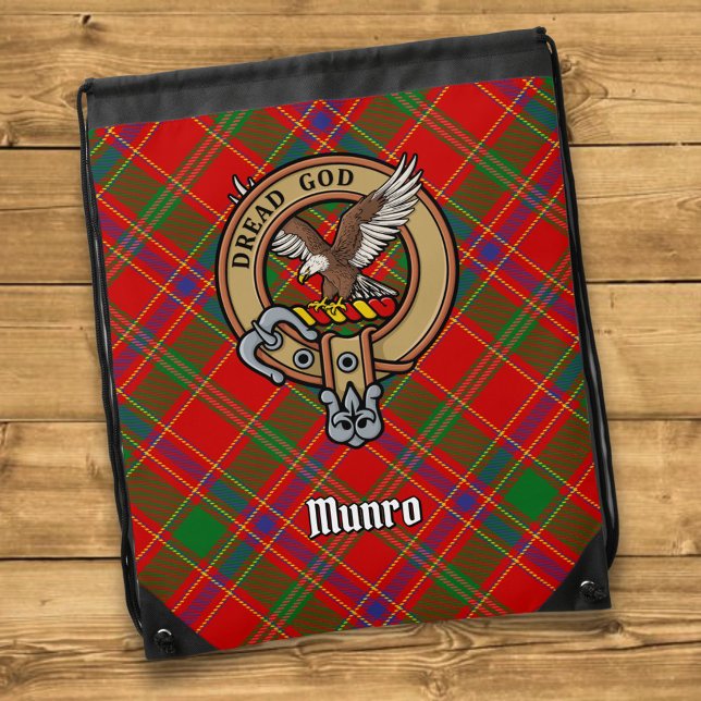 Clan Munro Crest over Tartan Drawstring Bag (Creator Uploaded)
