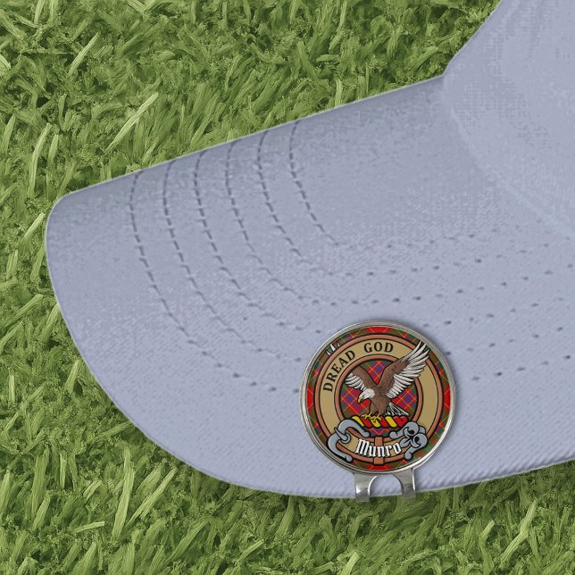 Clan Munro Crest over Tartan Golf Hat Clip (Creator Uploaded)
