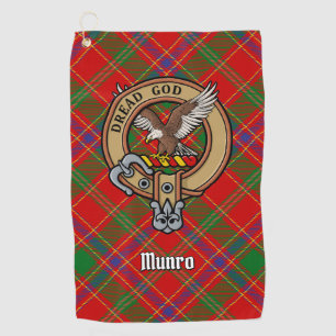 Clan Munro Crest over Tartan Golf Towel