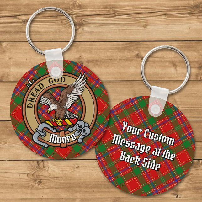 Clan Munro Crest over Tartan Keychain (Creator Uploaded)