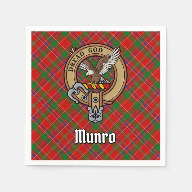 Clan Munro Crest over Tartan Napkins (Front)