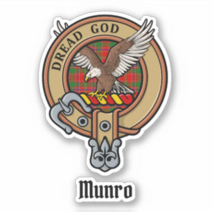 Clan Munro Crest over Tartan Sticker