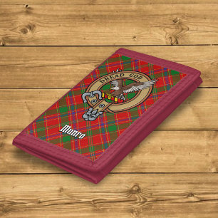 Clan Munro Crest over Tartan Tri-fold Wallet