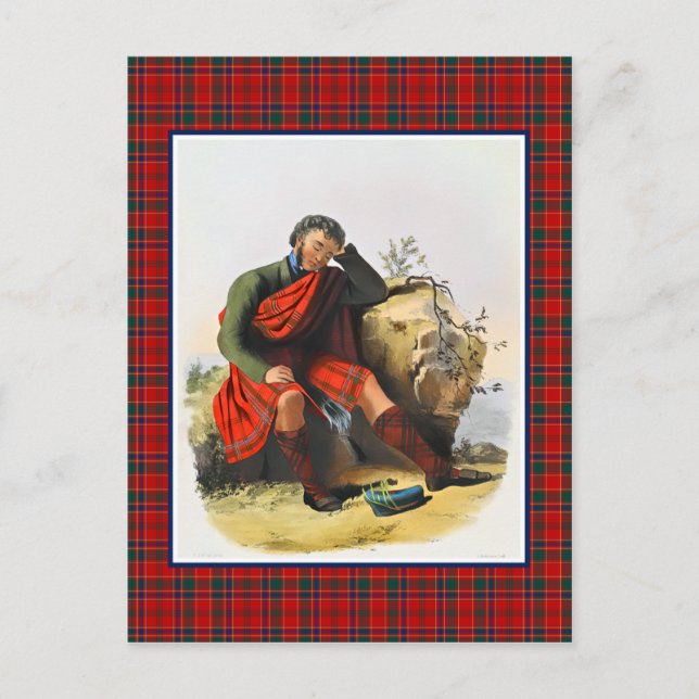Clan Munro Vintage Illustration Tartan Frame Postcard (Front)