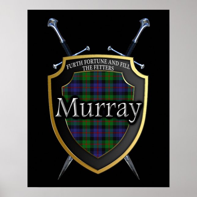 Clan Murray Tartan Shield & Swords Print (Front)