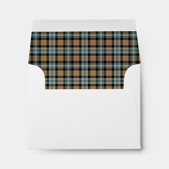 Clan Murray Weathered Tartan Tan and Black Plaid Envelope (Back (Bottom))