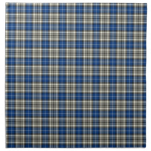 Clan Napier Blue Black and White Scottish Tartan Cloth Napkin