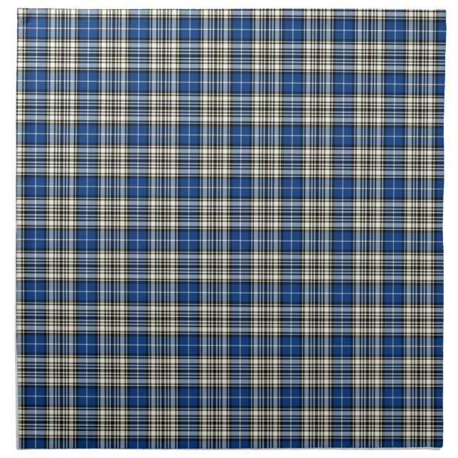 Clan Napier Blue, Black, and White Scottish Tartan Cloth Napkin (Front)