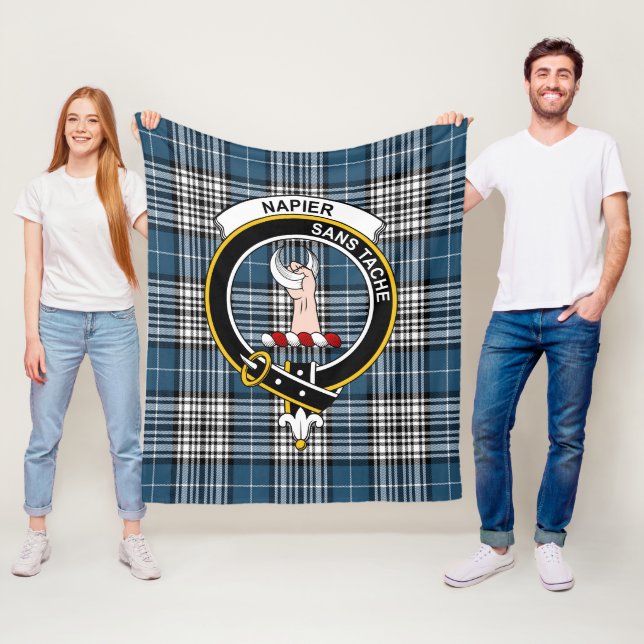 Clan Napier Modern Tartan Plaid Fleece Blanket (In Situ)